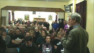 David Taylor addresses Stiperstones School closure meeting