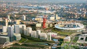 Artists' impression of Area 4 of the Olympic Park