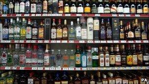 Drink on display at an off-licence