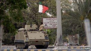 Tank in Bahraini capital Manama