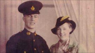 Gwen Lowe's parents Royal marine Frank Parker and Beatrice Rosina May Hitchcock on their wedding day