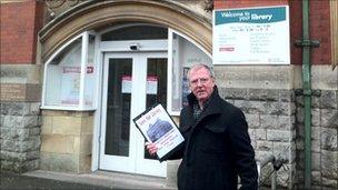 Howard Smith outside Weston-super-Mare library