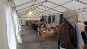 Christmas market of cardboard boxes