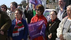 Protesters at the rally in Milford Haven on Saturday