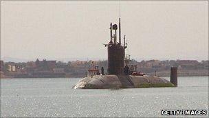 A British Trafalgar class submarine of the type in action in Libya