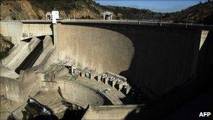 Panoramic view of Rapel dam, 150 km south of Santiago, on 20 January 20, 2011, in midst of drought