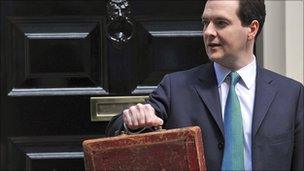 George Osborne holding the Budget Box