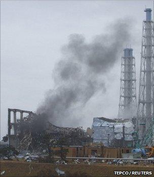 Smoke rising from reactor unit 3, Fukushima Daiichi nuclear power plant (Image: Tepco/Reuters)