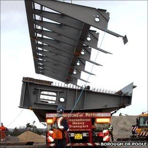 Steel arriving at the site