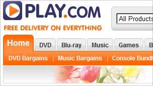 A screenshot of Play.com's homepage.