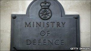 Ministry of Defence sign in Whitehall