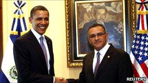 Barack Obama and Salvadoran President Mauricio Funes