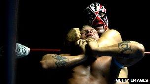 Free form wrestling - lucha libre - in Puebla, Mexico - file photo June 2008