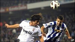 Real Madrid"s Sami Khedira (left) in action against Espanyol