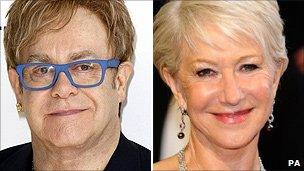 Sir Elton John and Dame Helen Mirren