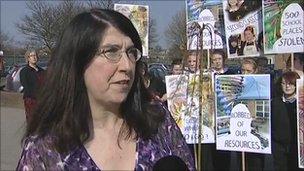 Jackie Eames and student protesters