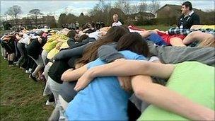 Ashby School pupils in the scrum