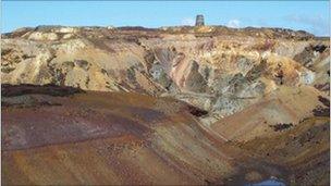 Old mines works on Parys Mountain