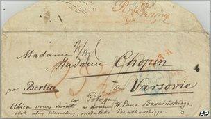 Envelope of a letter written by Frederic Chopin