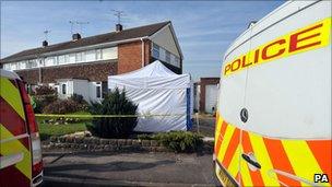 A police tent outside an address in Ashbury Avenue