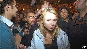 Lara Logan in Tahrir Square before she was attacked