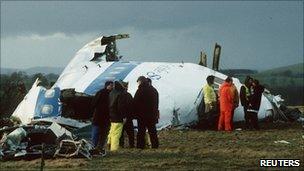 Wreckage of Pan Am flight 103 in Lockerbie