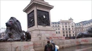 Graffiti in Trafalgar Square