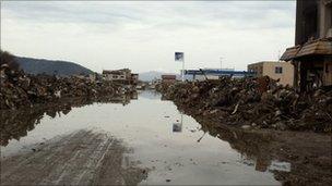 Some of the damage in Ishinomaki near Sendai, Japan