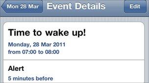 iPhone alarm screen