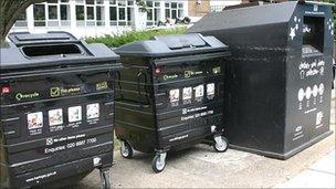 Recycling bins in Haringey