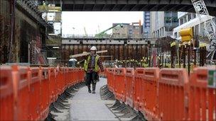 Construction site of the new Crossrail Station at Canary Wharf in London