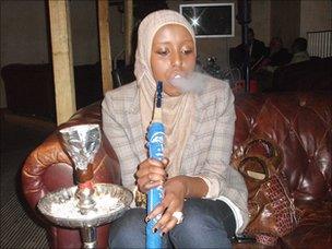 Layla Ibrahim, 23, enjoying a shisha smoke