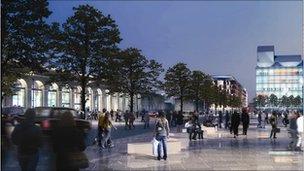 Artist's impression of new forecourt at Cambridge station