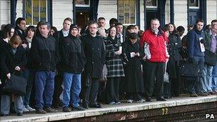 Commuters waiting at Maidstone station