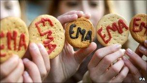 EMA protesters with biscuits