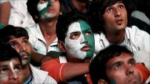 Pakistan cricket fans in gloomy mood during the last overs of the Pakistani-India cricket match, Wednesday, March 30, 2011 in Islamabad, Pakistan.