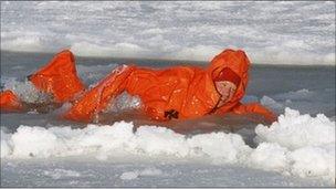 Prince Harry swims in icy water on the island of Spitzbergen