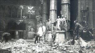 Damaged Westminster Abbey