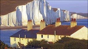 View of the Seven Sisters chalk cliffs from Seaford Head