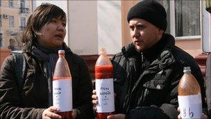 'Blood and tears' opposition activists in Almaty