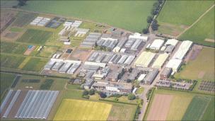 Aerial shot of the Scottish Crop Research Institute at Invergowrie