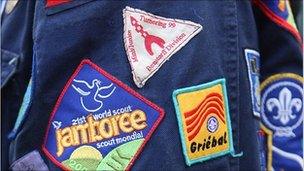 Badges on scout's uniform