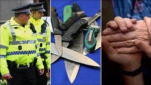 Police, knives and a generic image of a carer