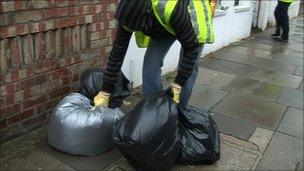 Rubbish being collected