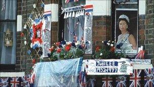 House decorated for Queen's Silver Jubilee