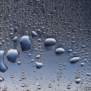 Water droplets on glass