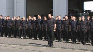 Firefighters respect a two-minute silence