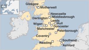 Map showing railway cable theft hotspots in the UK