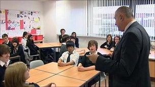 Prof Sergio Della Sala gives advice on studying to students at Tynecastle High School