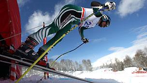 A skier during the Alpine European Cup in February 2011 at Sochi